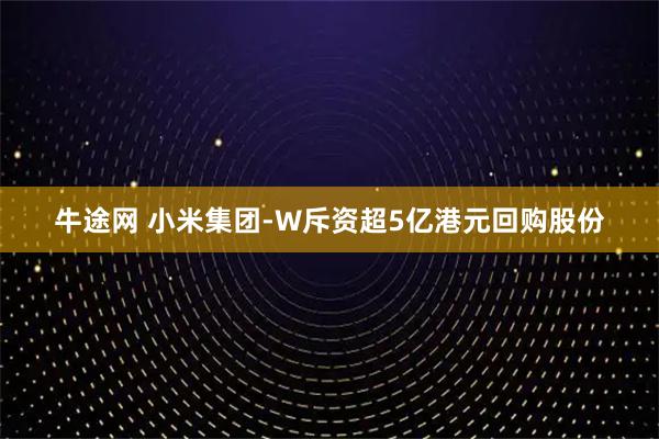 牛途网 小米集团-W斥资超5亿港元回购股份