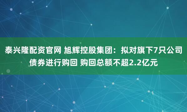 泰兴隆配资官网 旭辉控股集团:拟对旗下7只公司债券进行购回 购回总额不超2.2亿元